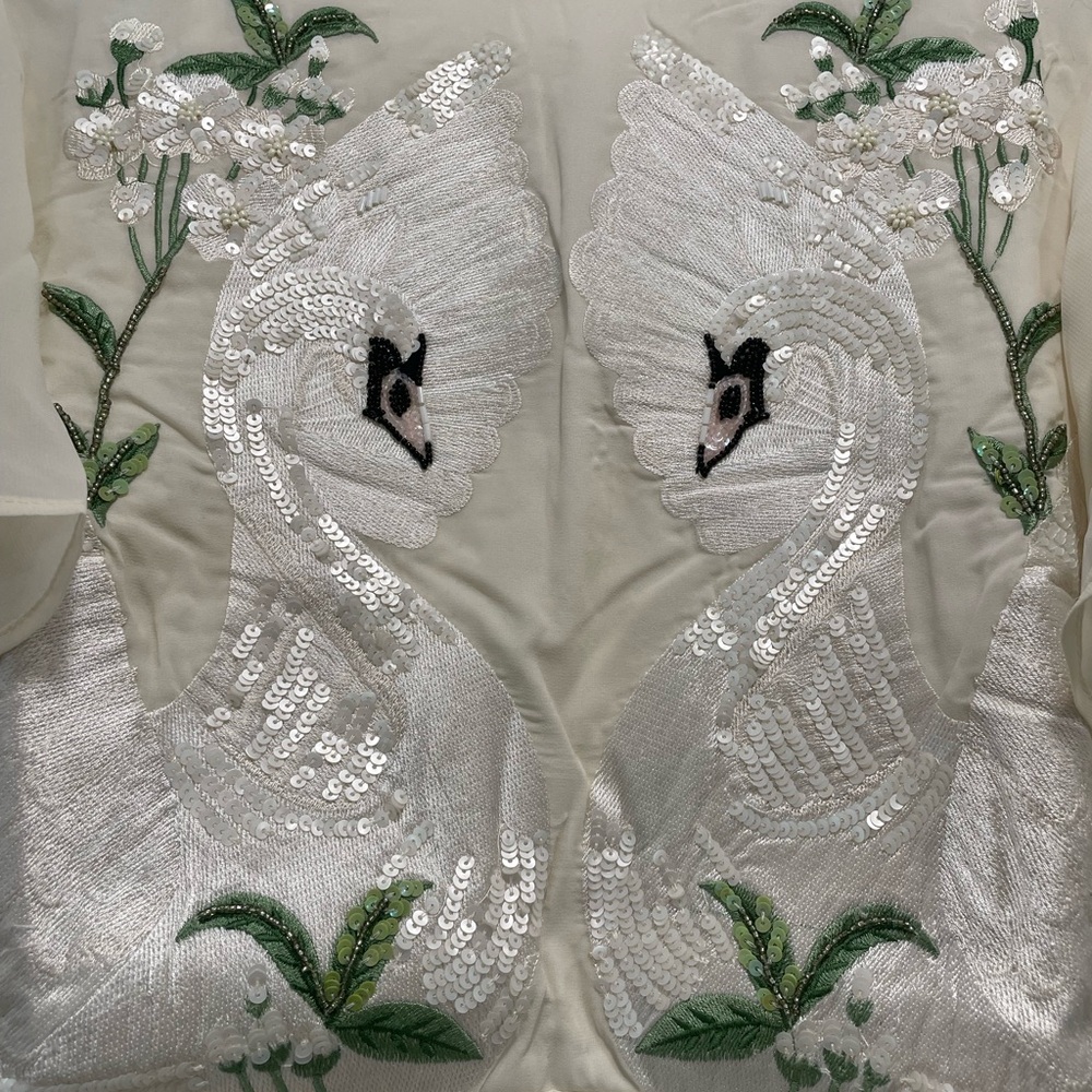 Hope & Ivy Swan Embellished Open Back Maxi Dress - Ivory Bridal Womens US Size 6 - Picture 5 of 16